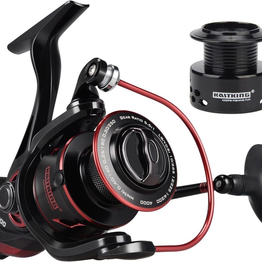 KastKing Sharky Baitfeeder III Spinning Reel 10+1 Shielded Stainless Steel BB - Carbon Fiber Drag for Live Liner Bait Fishing Action