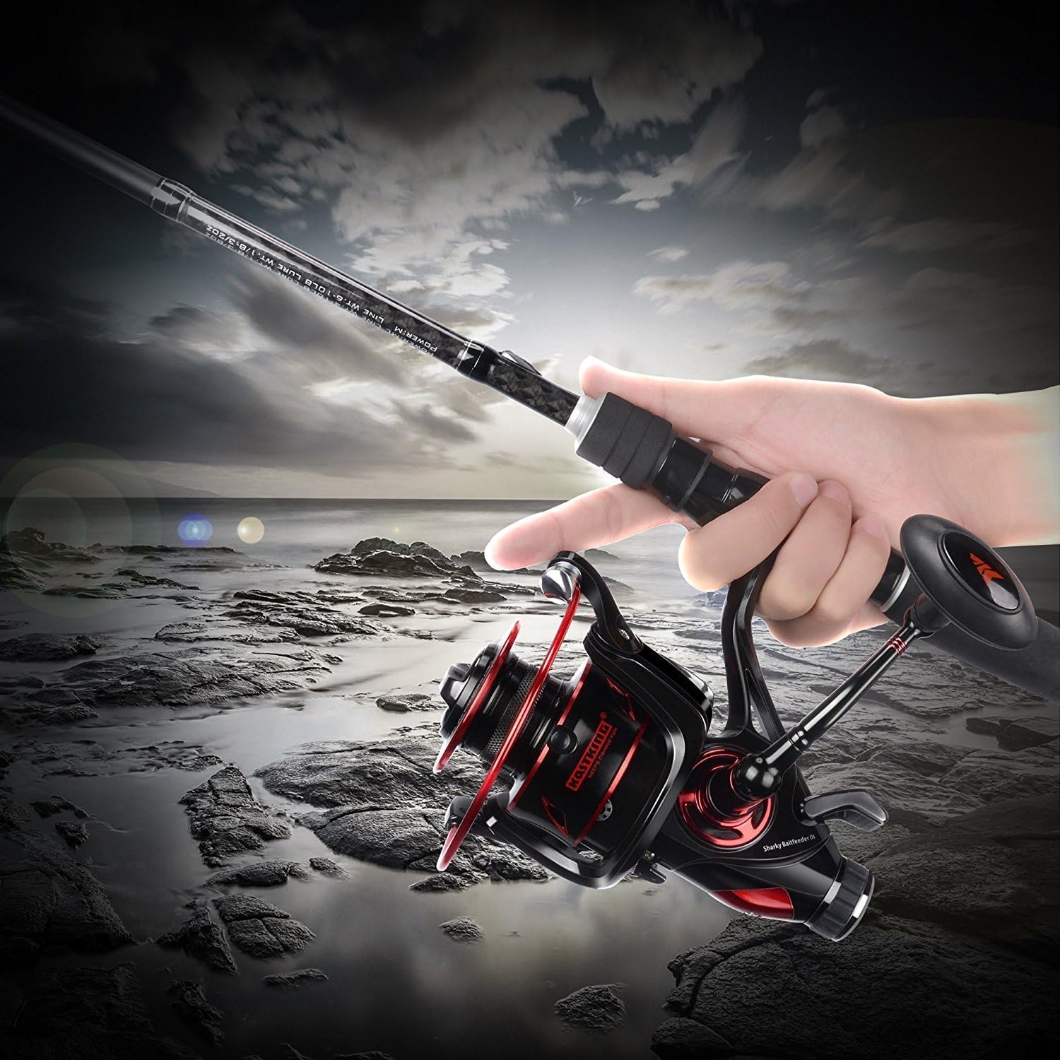 KastKing Sharky Baitfeeder III Spinning Reel 10+1 Shielded Stainless Steel BB - Carbon Fiber Drag for Live Liner Bait Fishing Action - Image 6